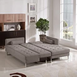 VIG Living Room Divani Casa Smith - Modern Brown Fabric Right Facing Sectional Sofa Bed