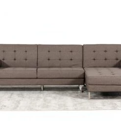 VIG Living Room Divani Casa Smith - Modern Brown Fabric Right Facing Sectional Sofa Bed