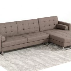 VIG Living Room Divani Casa Smith - Modern Brown Fabric Right Facing Sectional Sofa Bed