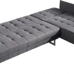 VIG Living Room Divani Casa Lennox - Modern Grey Fabric Right Facing Sectional Sofa Bed