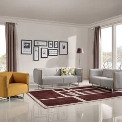 VIG Divani Casa Medora Modern Grey & Yellow Fabric Sofa Set