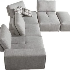 VIG Living Room Divani Casa Platte - Modern Grey Fabric Modular Sectional Sofa