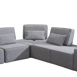 VIG Living Room Divani Casa Chapel - Modern Light Grey Fabric Sectional Sofa + Ottoman By Hollywood Glam