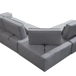 VIG Living Room Divani Casa Chapel - Modern Light Grey Fabric Sectional Sofa + Ottoman By Hollywood Glam