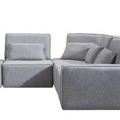 VIG Living Room Divani Casa Chapel - Modern Light Grey Fabric Sectional Sofa + Ottoman By Hollywood Glam