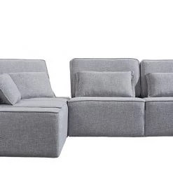 VIG Living Room Divani Casa Chapel - Modern Light Grey Fabric Sectional Sofa + Ottoman By Hollywood Glam