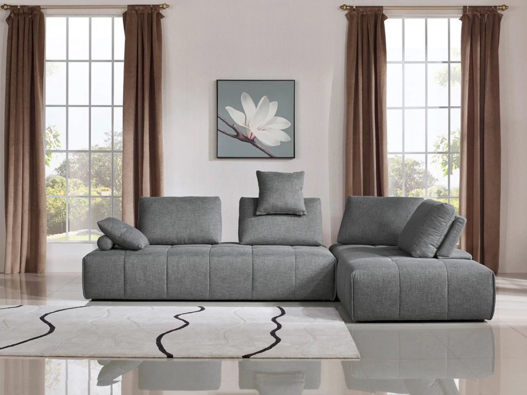 VIG Divani Casa Edgar - Modern Grey Fabric Modular Sectional Sofa