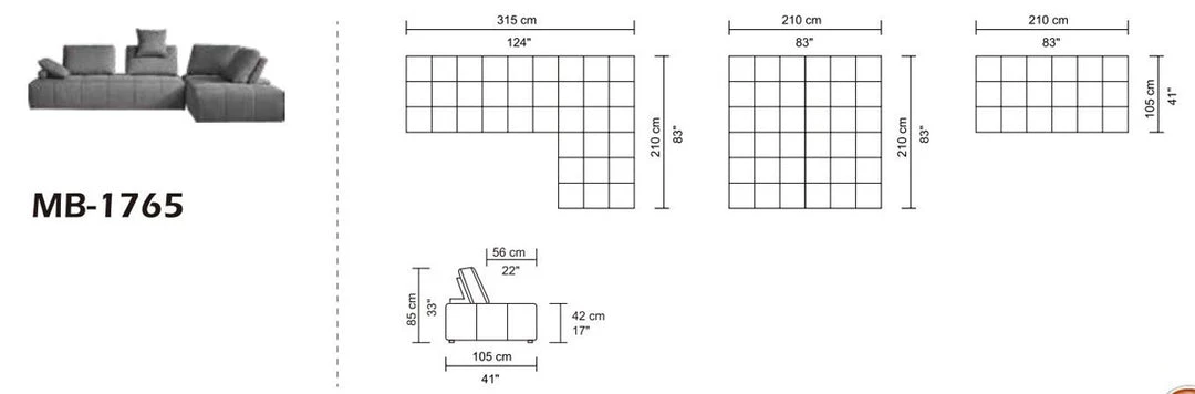 VIG Divani Casa Edgar - Modern Grey Fabric Modular Sectional Sofa