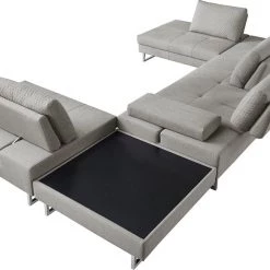 VIG Divani Casa Baxter - Modern Grey Fabric Sectional Sofa + Coffee Table Living Room