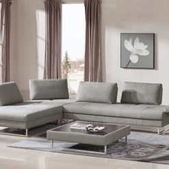 VIG Divani Casa Baxter - Modern Grey Fabric Sectional Sofa + Coffee Table Living Room