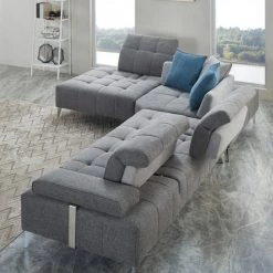 VIG Divani Casa Nash - Modern Grey Fabric Sectional Sofa Adjustable Backrest