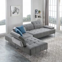 VIG Divani Casa Nash - Modern Grey Fabric Sectional Sofa Adjustable Backrest