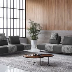VIG Living Room Divani Casa Cooke - Modern Grey Houndstooth Fabric Modular Sectional Sofa Bed