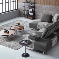 VIG Living Room Divani Casa Cooke - Modern Grey Houndstooth Fabric Modular Sectional Sofa Bed