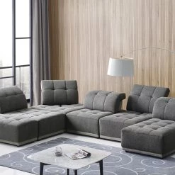 VIG Living Room Divani Casa Ekron - Modern Grey Fabric Modular Sectional Sofa