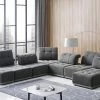 VIG Living Room Divani Casa Ekron - Modern Grey Fabric Modular Sectional Sofa