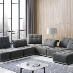 VIG Living Room Divani Casa Ekron - Modern Grey Fabric Modular Sectional Sofa