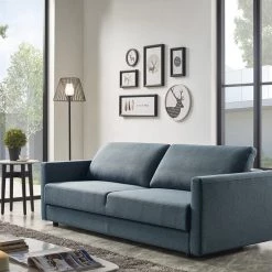 VIG Divani Casa Fredonia Modern Blue-Green Fabric Sofa Bed W/ Storage Living Room