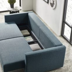VIG Divani Casa Fredonia Modern Blue-Green Fabric Sofa Bed W/ Storage Living Room