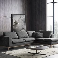 VIG Divani Casa Hickman - Modern Dark Grey Fabric Right Facing Sectional Sofa By Hollywood Glam