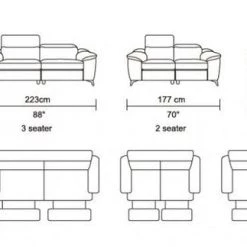 VIG Divani Casa Melstone Modern Blue Leatherette Sofa Set W/ Electric Recliners Living Room