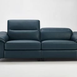 VIG Divani Casa Melstone Modern Blue Leatherette Sofa Set W/ Electric Recliners Living Room