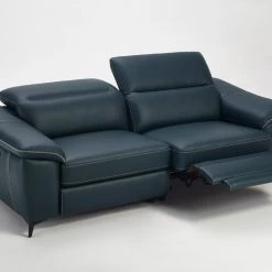 VIG Divani Casa Melstone Modern Blue Leatherette Sofa Set W/ Electric Recliners Living Room