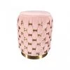 VIG Divani Casa Meeker - Pink Velvet + Gold Woven Ottoman