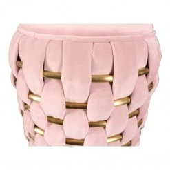 VIG Divani Casa Meeker - Pink Velvet + Gold Woven Ottoman