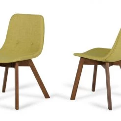 VIG Dining Room Laken - Modern Green Tea & Walnut Dining Chair (Set Of 2)