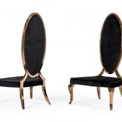 VIG Modrest Mills - Modern Black Velvet Rosegold Dining Chair Set Of 2 Dining Room