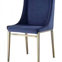 VIG Modrest Mimi - Contemporary Blue Velvet & Antique Brass Dining Chair (Set Of 2)