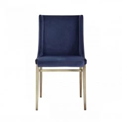VIG Modrest Mimi - Contemporary Blue Velvet & Antique Brass Dining Chair (Set Of 2)