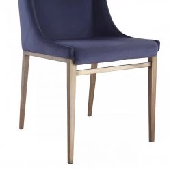 VIG Modrest Mimi - Contemporary Blue Velvet & Antique Brass Dining Chair (Set Of 2)