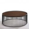 VIG Modrest Bronson Modern Walnut & Black Round Coffee Table