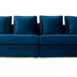 VIG Divani Casa Mobray - Glam Blue & Gold Fabric Sofa