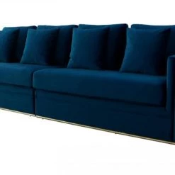 VIG Divani Casa Mobray - Glam Blue & Gold Fabric Sofa