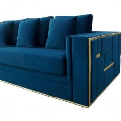 VIG Divani Casa Mobray - Glam Blue & Gold Fabric Sofa