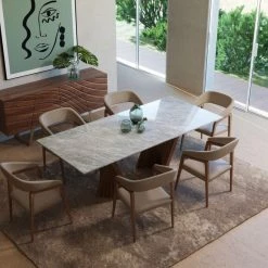 VIG Dining Room Modrest Cadence - Modern Walnut & Marble Dining Table