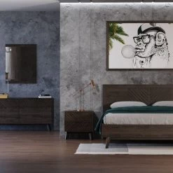 VIG Bedroom Modrest Daisy Mid-Century Dark Acacia Bed