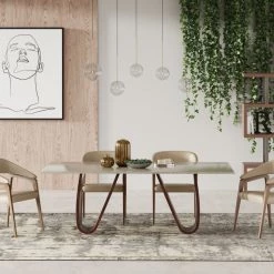 VIG Modrest Draper - MId-Century Marble And Walnut Dining Table