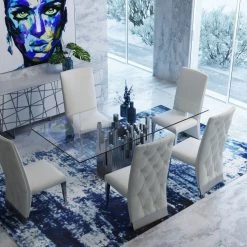 VIG Modrest Edwin Modern Glass & Stainless Steel Dining Table Dining Room
