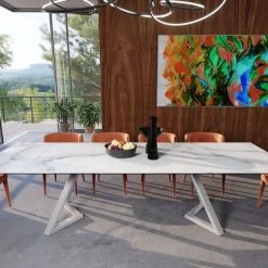 VIG Modrest Farrell - Modern White Ceramic Extendable Dining Table Dining Room