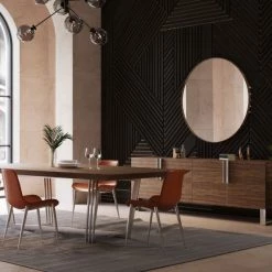 VIG Modrest Gilroy - Modern Walnut & Stainless Steel Dining Table Dining Room