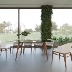 VIG Dining Room Modrest Kipling - Modern Smoked Glass & Walnut Large Dining Table