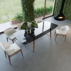 VIG Dining Room Modrest Kipling - Modern Smoked Glass & Walnut Large Dining Table