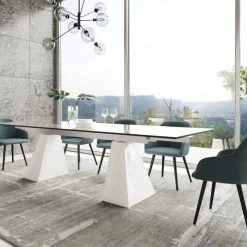 VIG Modrest Latrobe - Modern Extendable Quartz Stone & Glass Dining Table