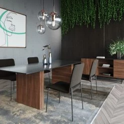 VIG Modrest Maggie - Modern Walnut And Black Ceramic Top Dining Table Dining Room