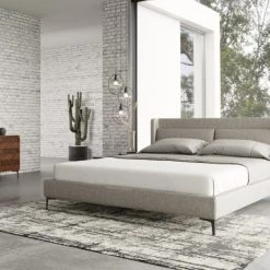 VIG Beds & Headboards Modrest Paula - Mid-Century Grey Upholstered Bed