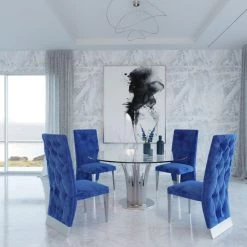 VIG Dining Room Modrest Paxton - Modern Round Glass & Stainless Steel Dining Table